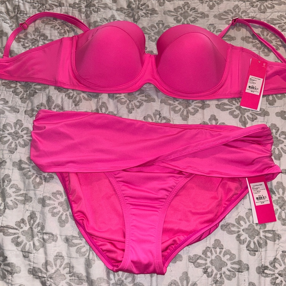 NWT Lilly Pulitzer 16 Plumeria Pink LEVEN TOP & LAGOON HIPSTER Bikini